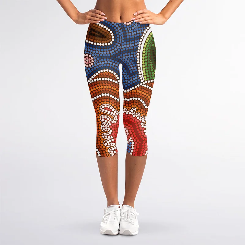 Quick Sale Australian Aboriginal Art Print Women's Capri Leggings
