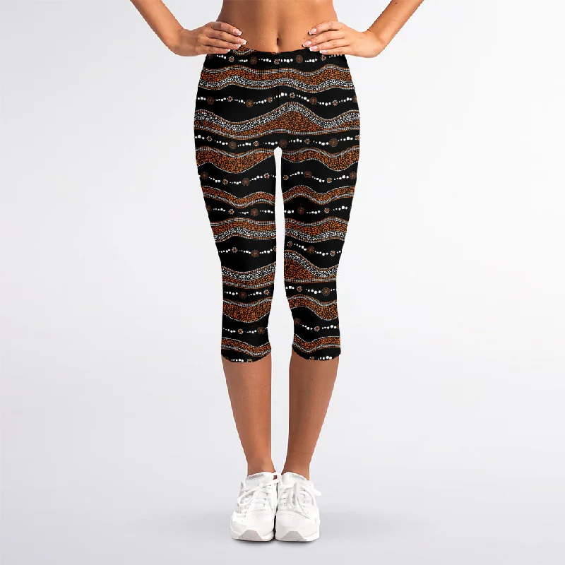 Huge Discounts Australian Aboriginal Indigenous Print Women's Capri Leggings