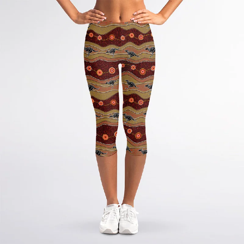 Exclusive Savings Australian Aboriginal Kangaroo Print Women's Capri Leggings