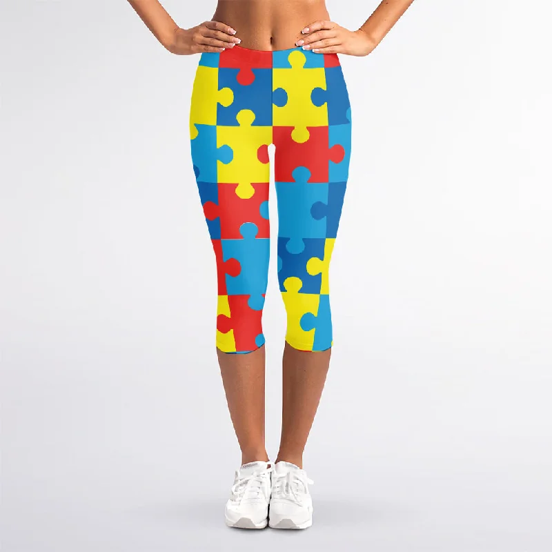 Great Bargains Autism Awareness Pattern Print Women's Capri Leggings