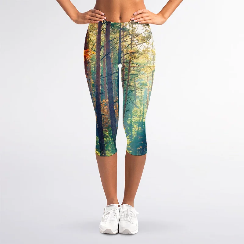 Value Deals Autumn Forest Print Women's Capri Leggings