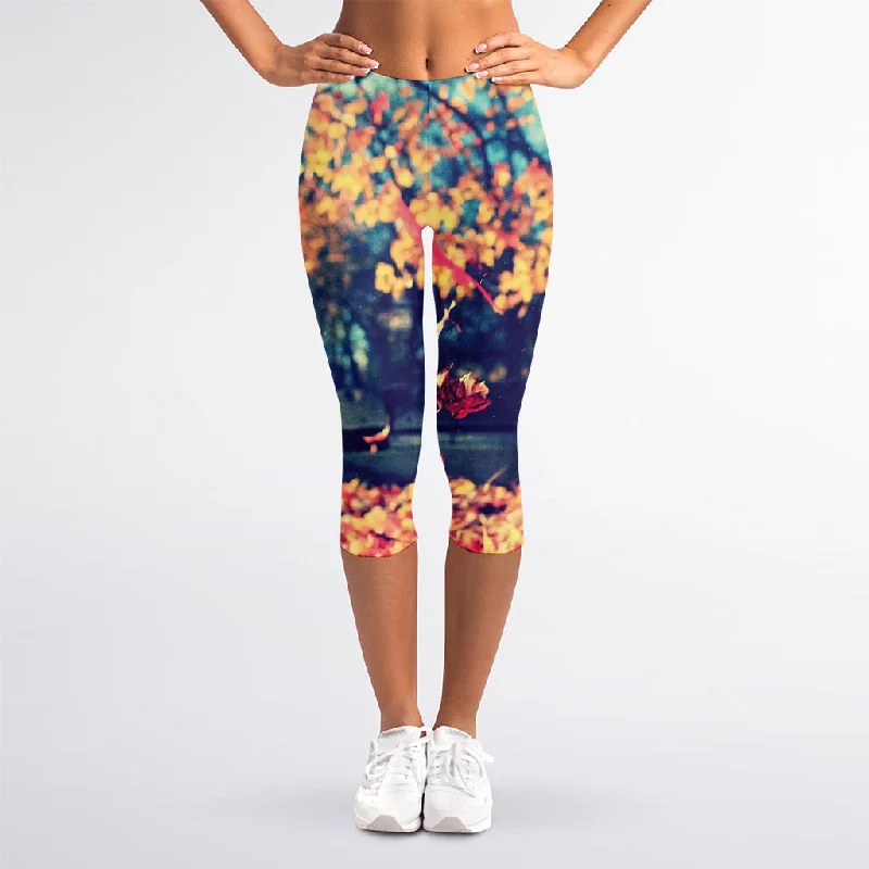 Daily Specials Autumn Leaves Print Women's Capri Leggings