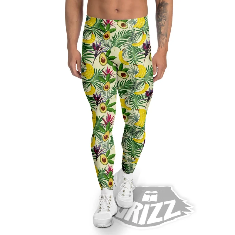 Avocado Banana Leaf Print Pattern Men's Leggings