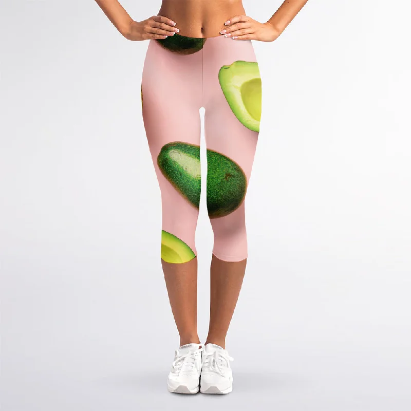Price Reduction Avocado Cut In Half Pattern Print Women's Capri Leggings