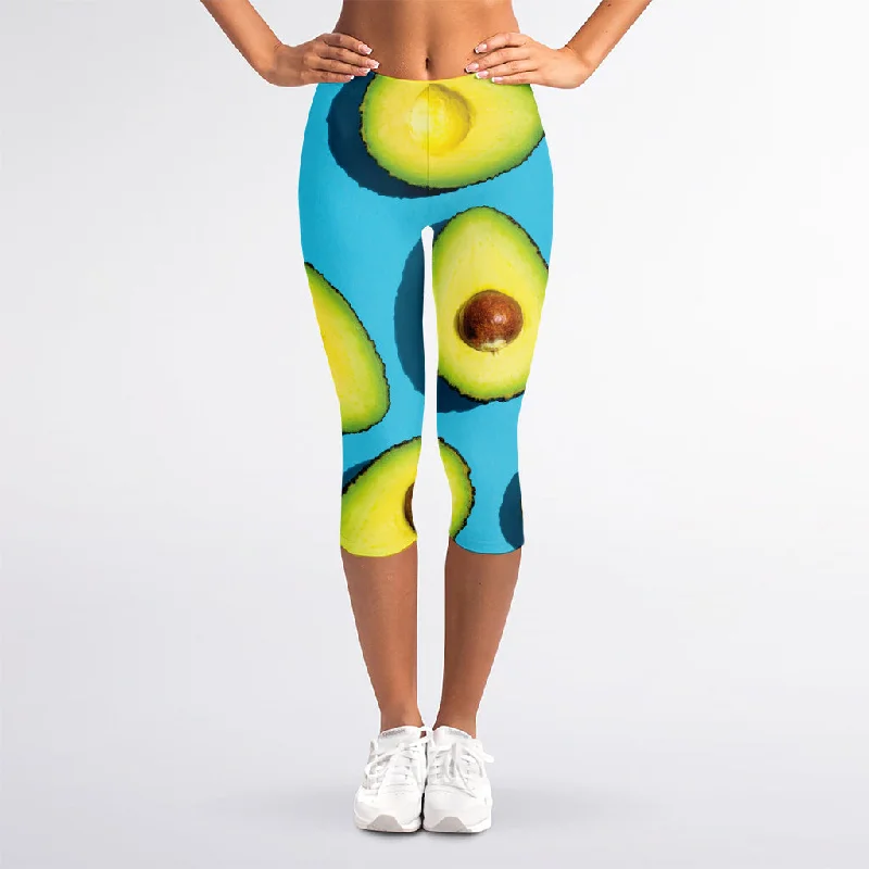 New Deals Avocado Cut In Half Print Women's Capri Leggings