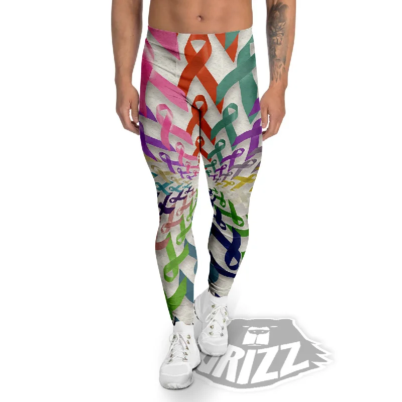 Awareness Mandala Cancer Print Men's Leggings