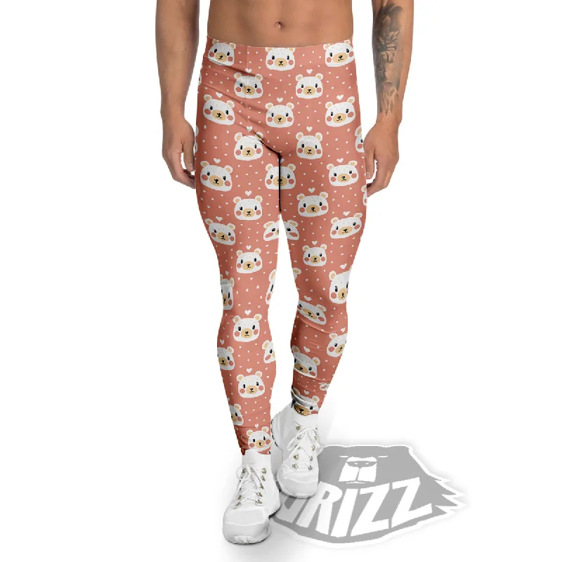 Crazy Deals Baby Bear Cute Polka Dot Print Pattern Men's Leggings