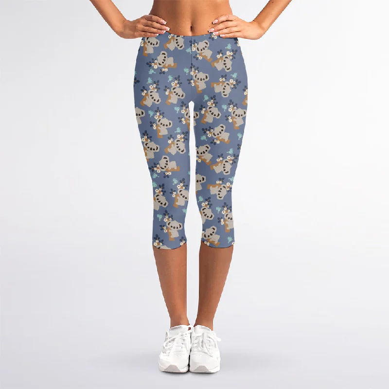 Early Access Baby Koala Pattern Print Women's Capri Leggings