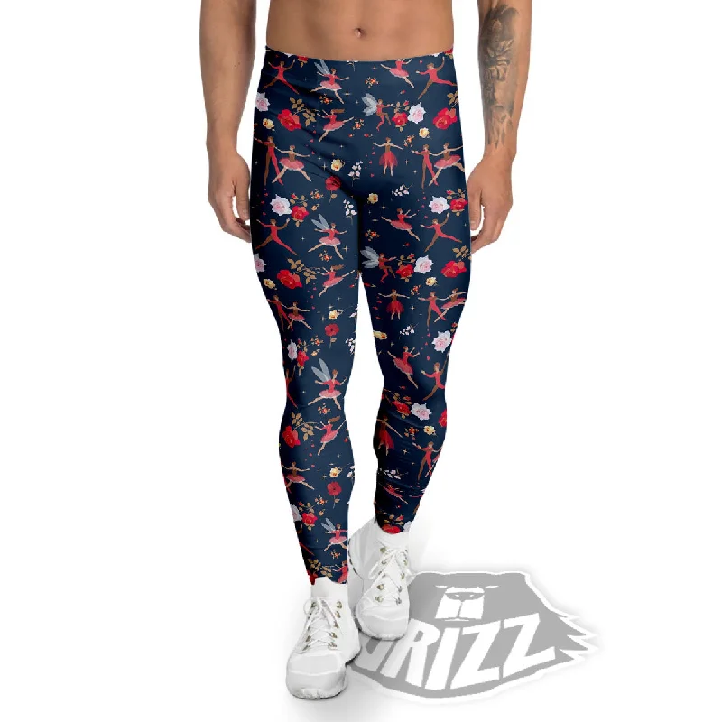 Big Discounts Ballet Floral Print Pattern Men's Leggings