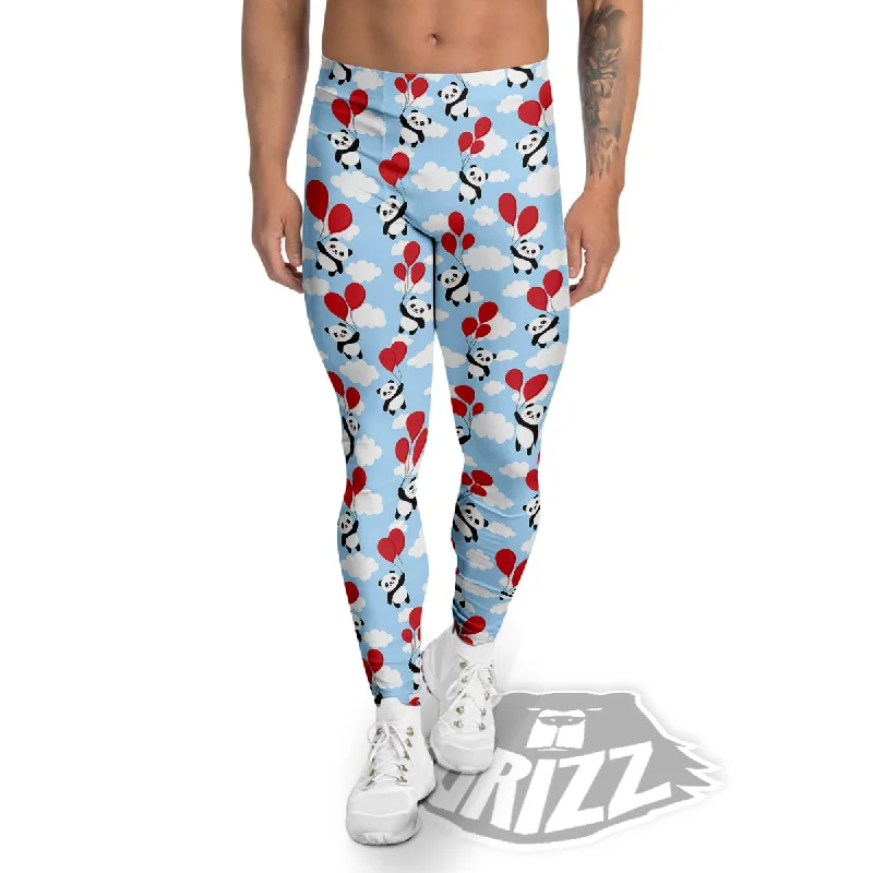 Deal Alert Balloon And Cute Panda Print Pattern Men's Leggings