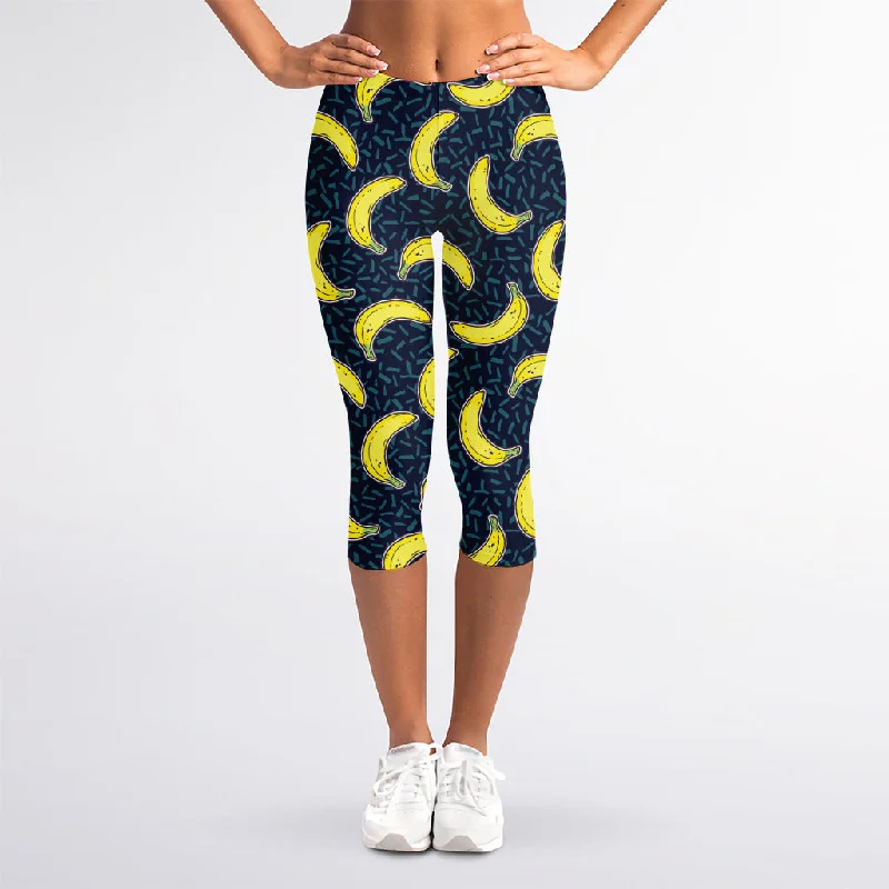Buy Now Banana Fruit Pattern Print Women's Capri Leggings