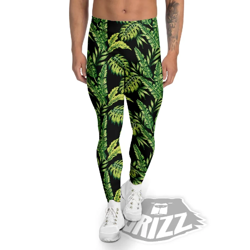 Banana Palm Leaf Print Pattern Men's Leggings