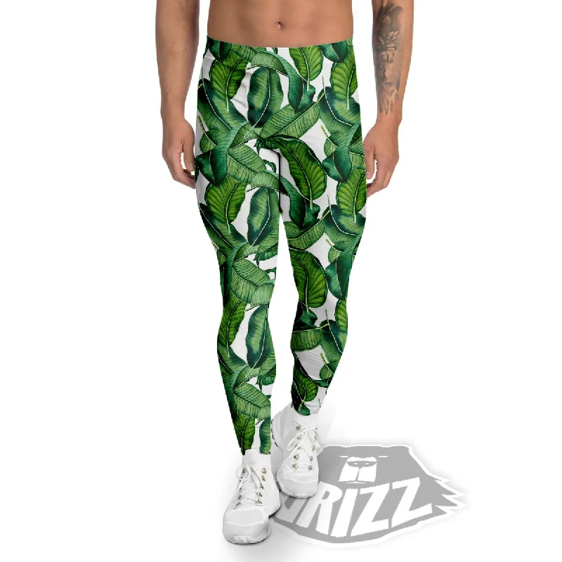 Deal Zone Banana Tropical Green Print Pattern Men's Leggings