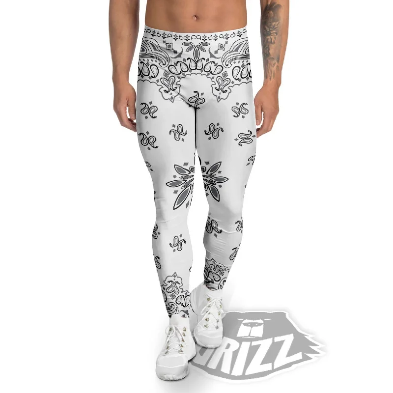 Bandana White And Black Print Men's Leggings