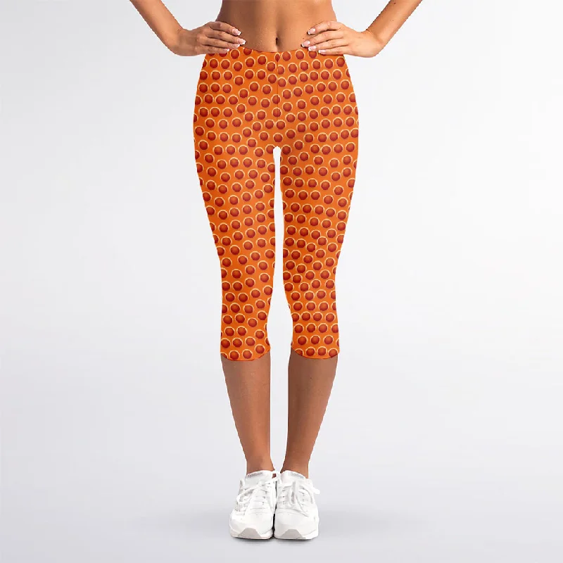 Customer Appreciation Sale Basketball Bumps Print Women's Capri Leggings