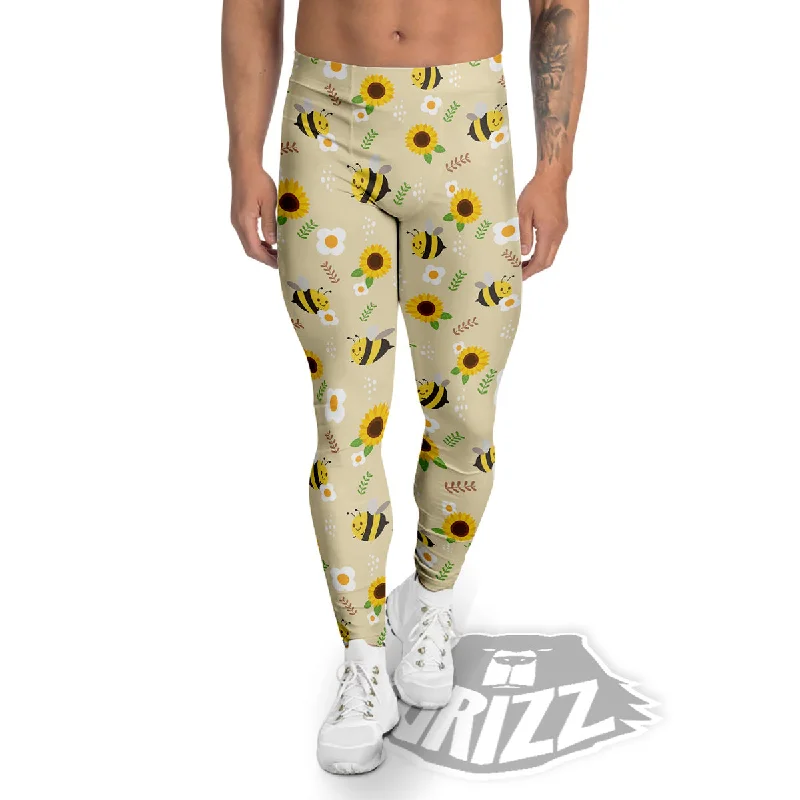 Inventory Reduction Bee Cute Cartoon Print Pattern Men's Leggings