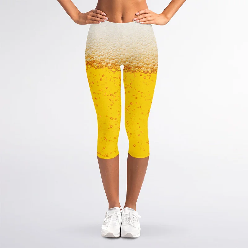 Mega Sale Beer With Foam Print Women's Capri Leggings