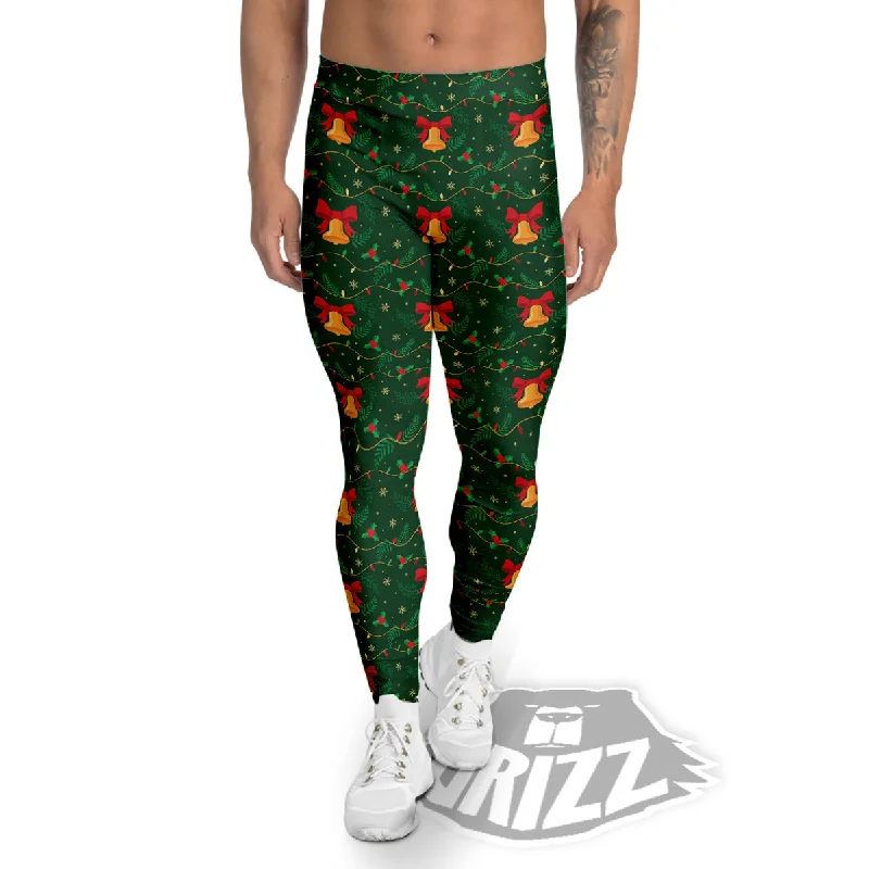 Anniversary Sale Bell Cute Christmas Print Pattern Men's Leggings