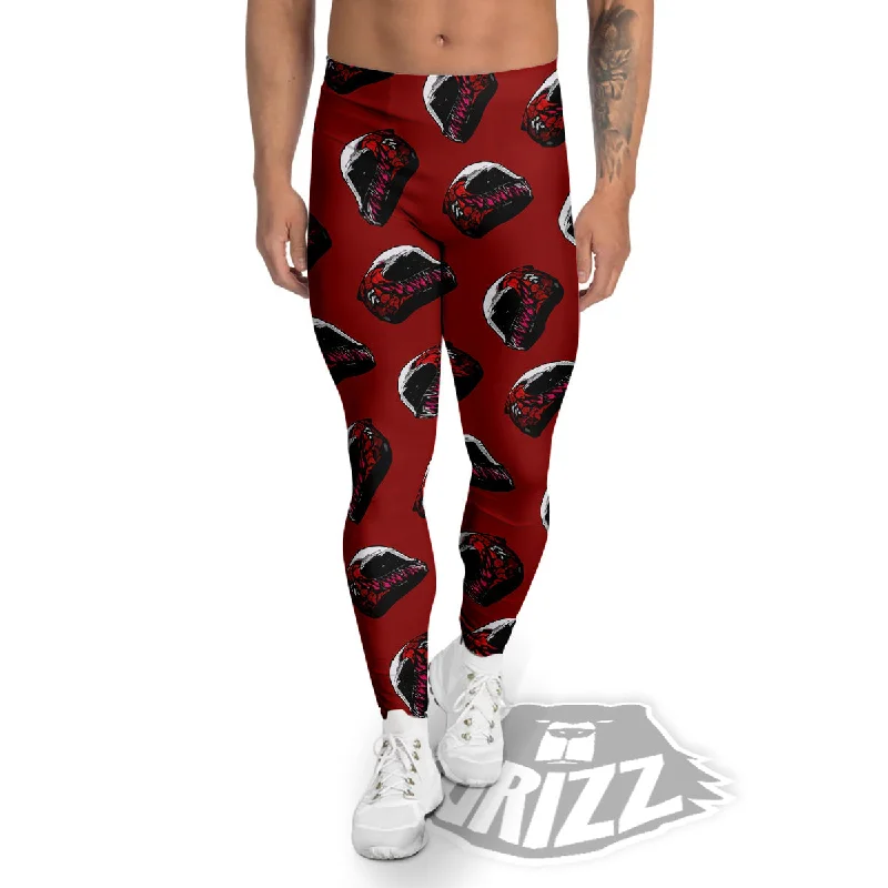 Biker Helmet Devil Print Pattern Men's Leggings