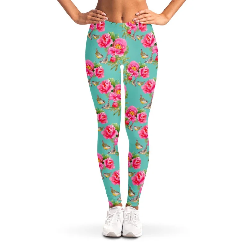 Price Drop Bird Pink Floral Flower Pattern Print Women's Leggings