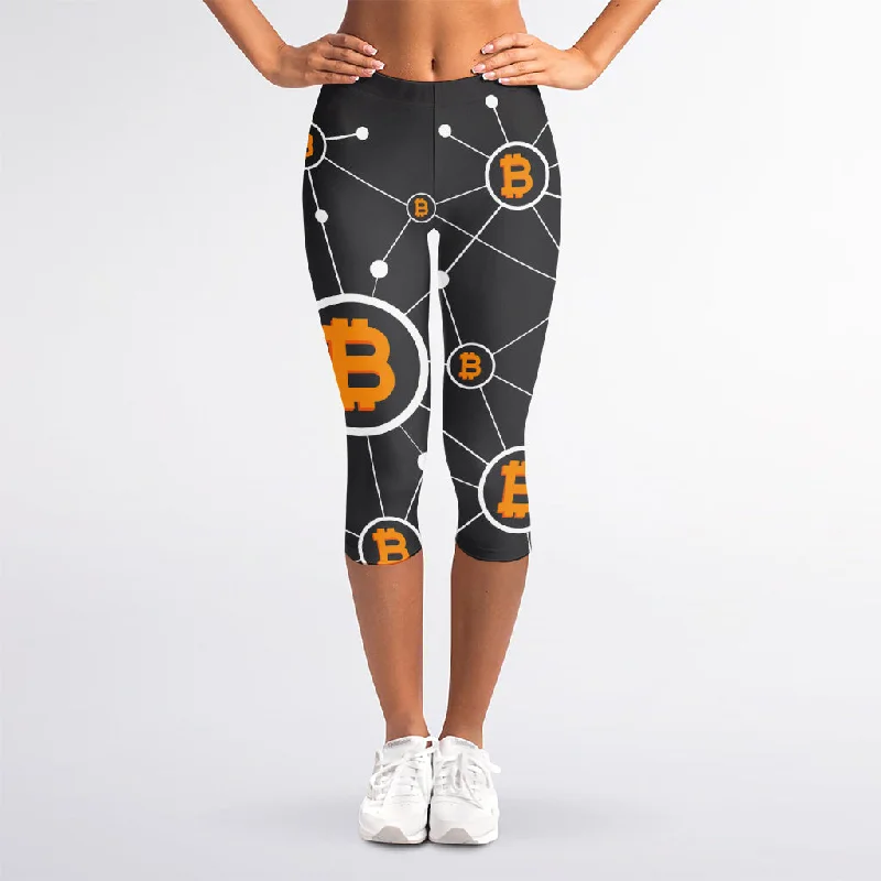 Fantastic Offers Bitcoin Connection Pattern Print Women's Capri Leggings