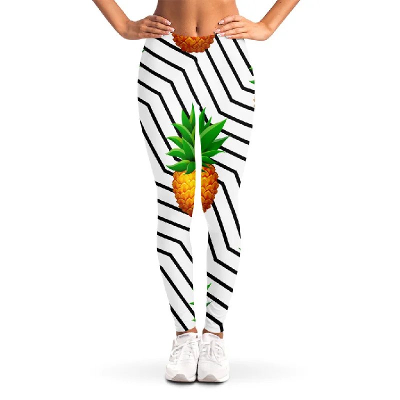 Exclusive Offers Black Geometric Pineapple Pattern Print Women's Leggings