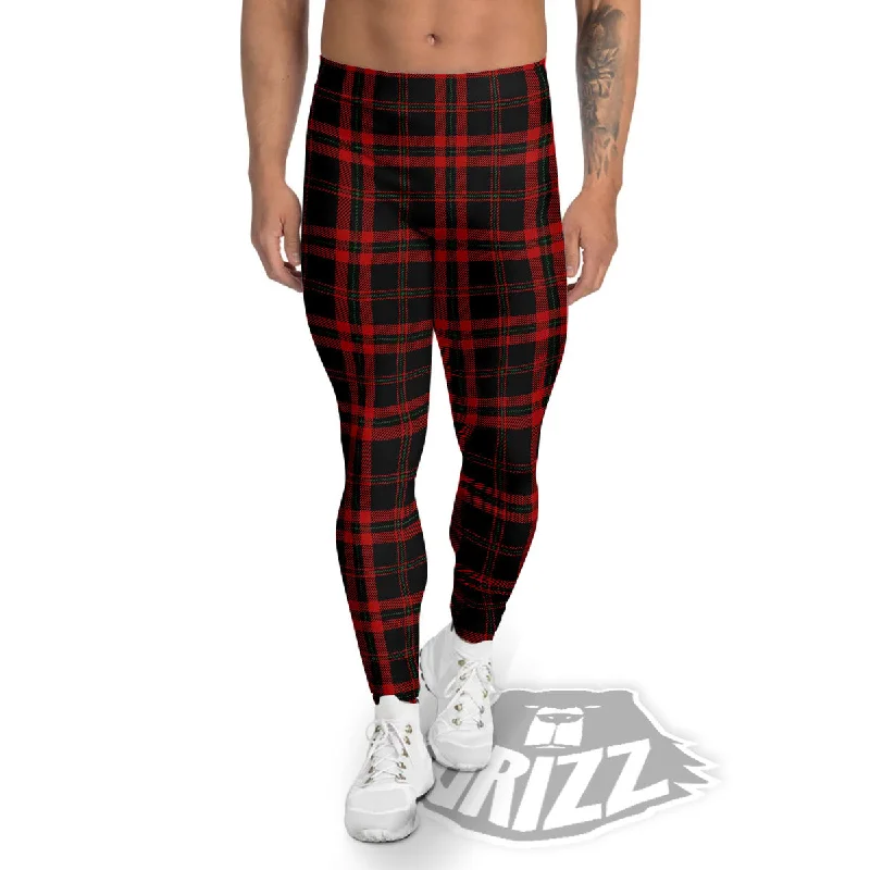 Best Seller Black Green And Red Tartan Print Pattern Men's Leggings