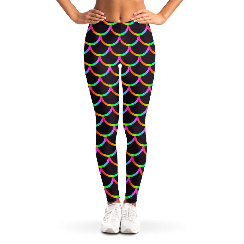 Value Deals Black Mermaid Scales Pattern Print Women's Leggings