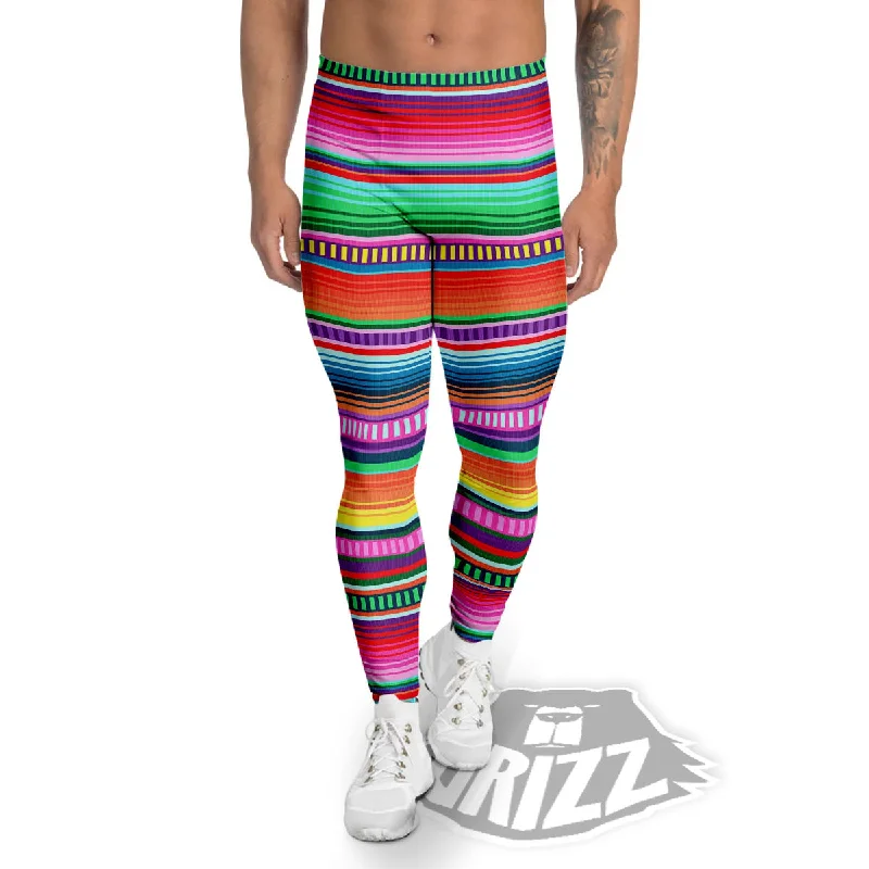 Today’s Deal Blanket Stripe Ethnic Serape Print Men's Leggings