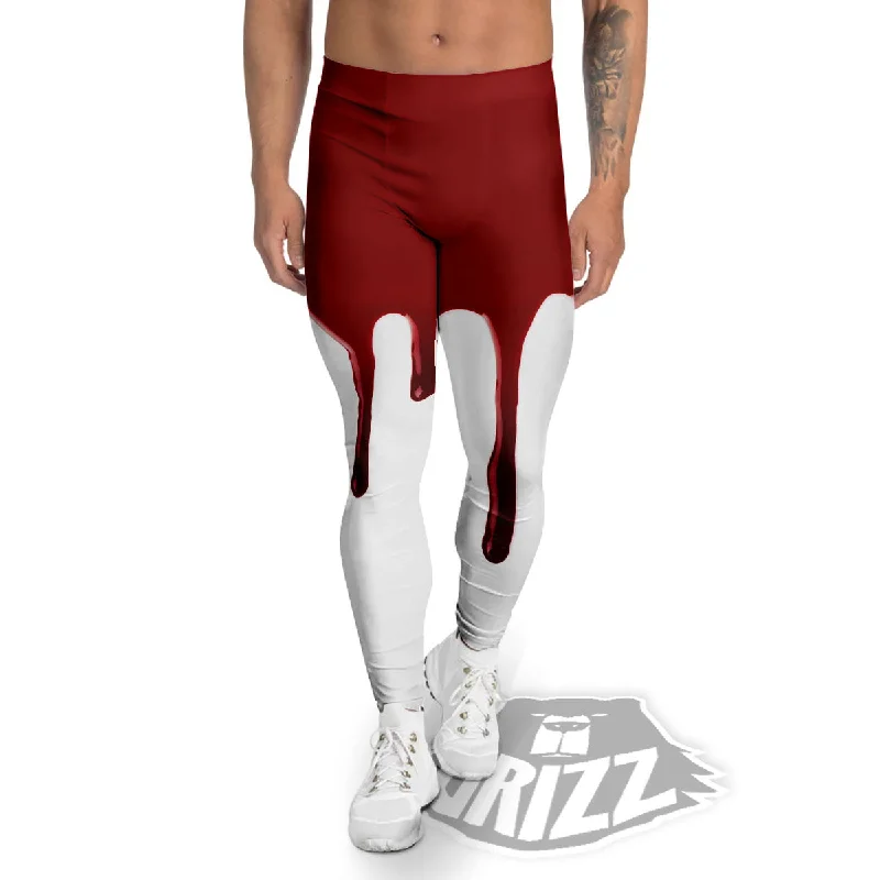 Special Discount Blood Flowing Red Print Men's Leggings