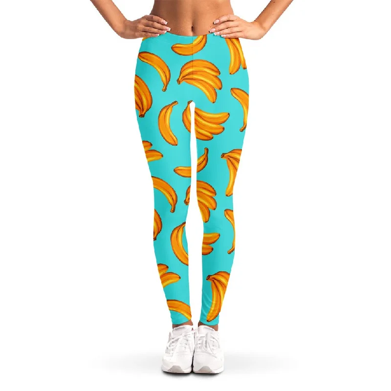 Price Buster Blue Banana Pattern Print Women's Leggings