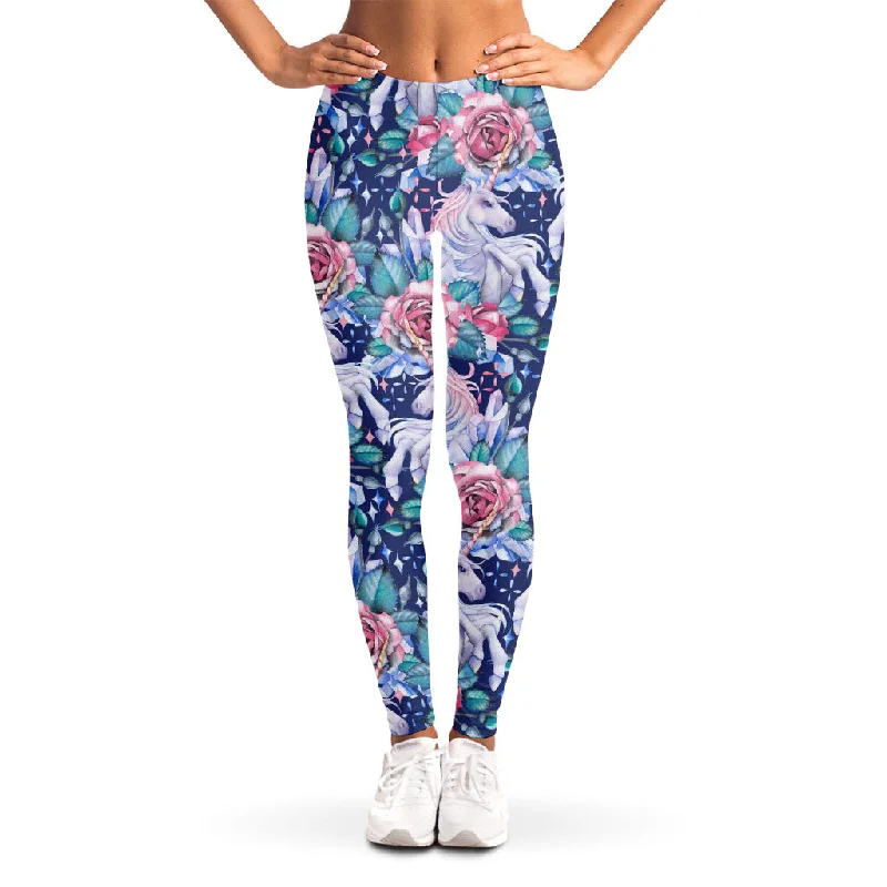 Customer Appreciation Sale Blue Fairy Rose Unicorn Pattern Print Women's Leggings