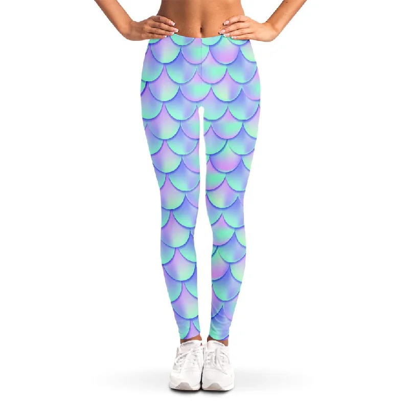 Today’s Special Blue Mermaid Scales Pattern Print Women's Leggings