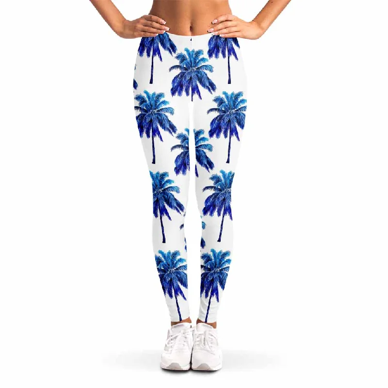 Mega Sale Blue Palm Tree Pattern Print Women's Leggings
