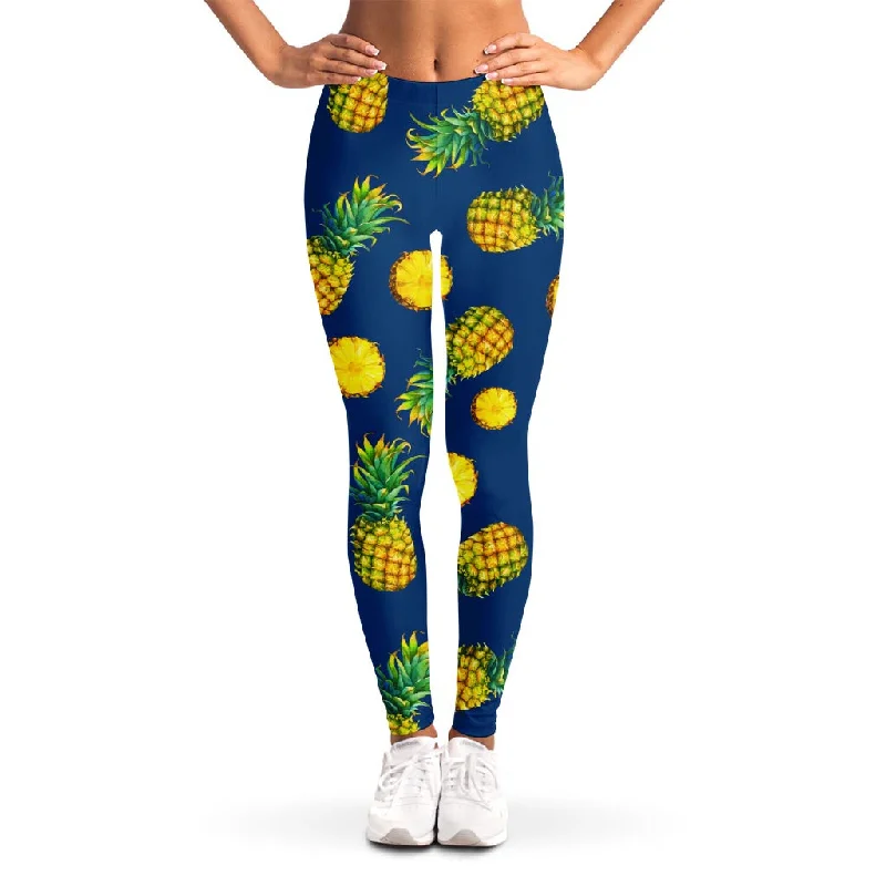 While Supplies Last Blue Pineapple Pattern Print Women's Leggings