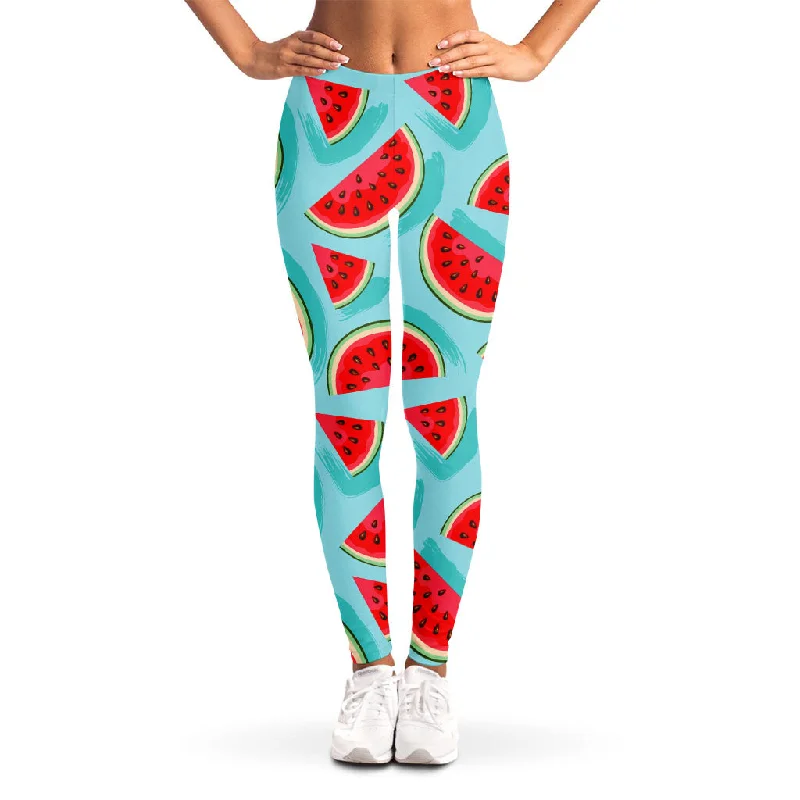 Steals and Deals Blue Watermelon Pieces Pattern Print Women's Leggings