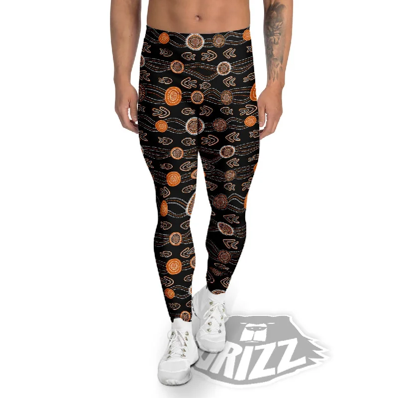 Boomerang Dot Aboriginal Print Men's Leggings