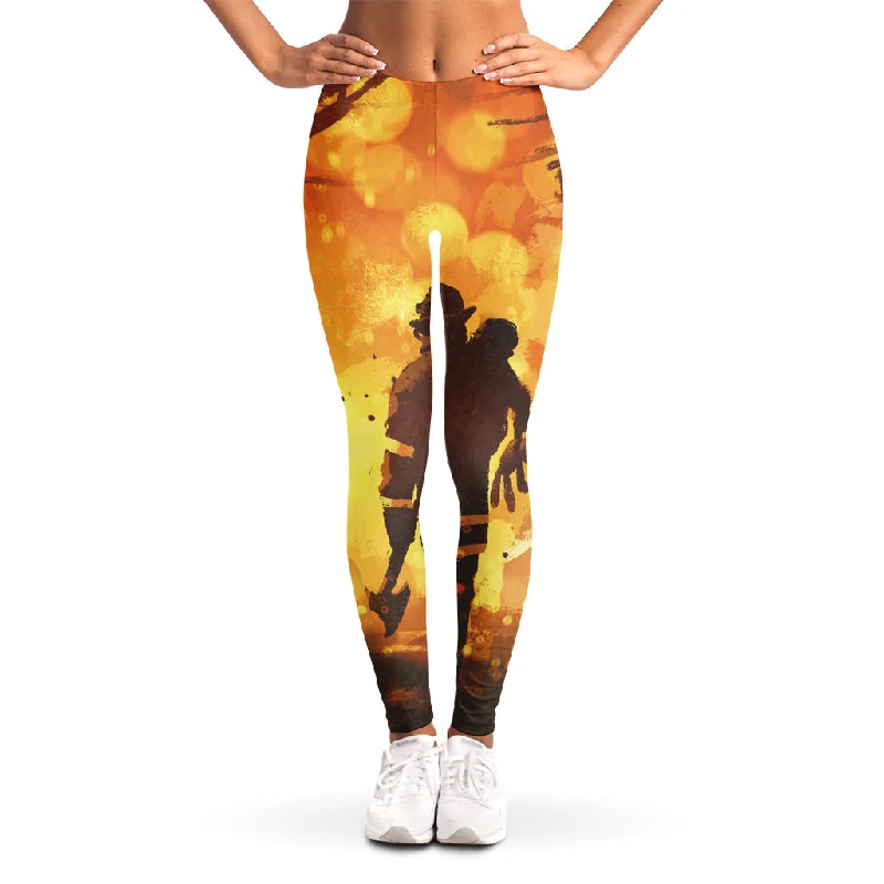 Brave Firefighter Painting Print Women's Leggings