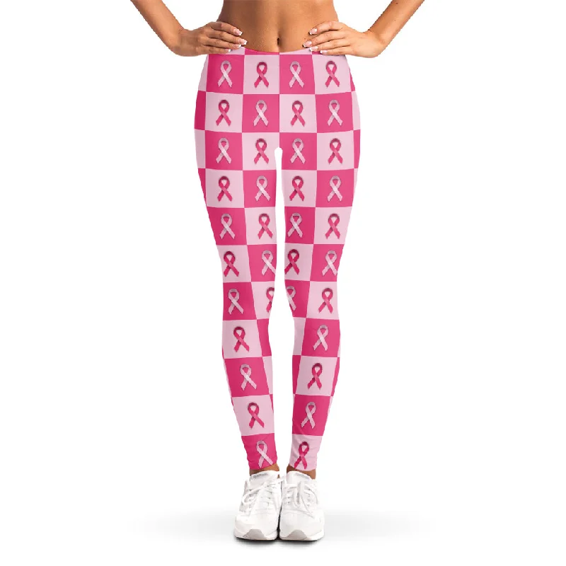 Breast Cancer Awareness Pattern Print Women's Leggings