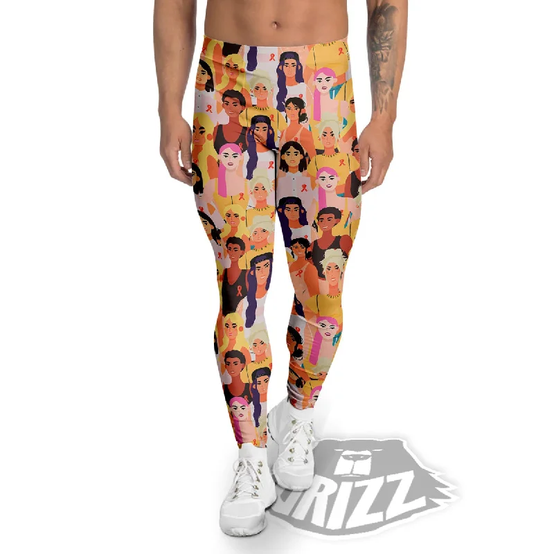 Breast Cancer Be Strong Print Pattern Men's Leggings