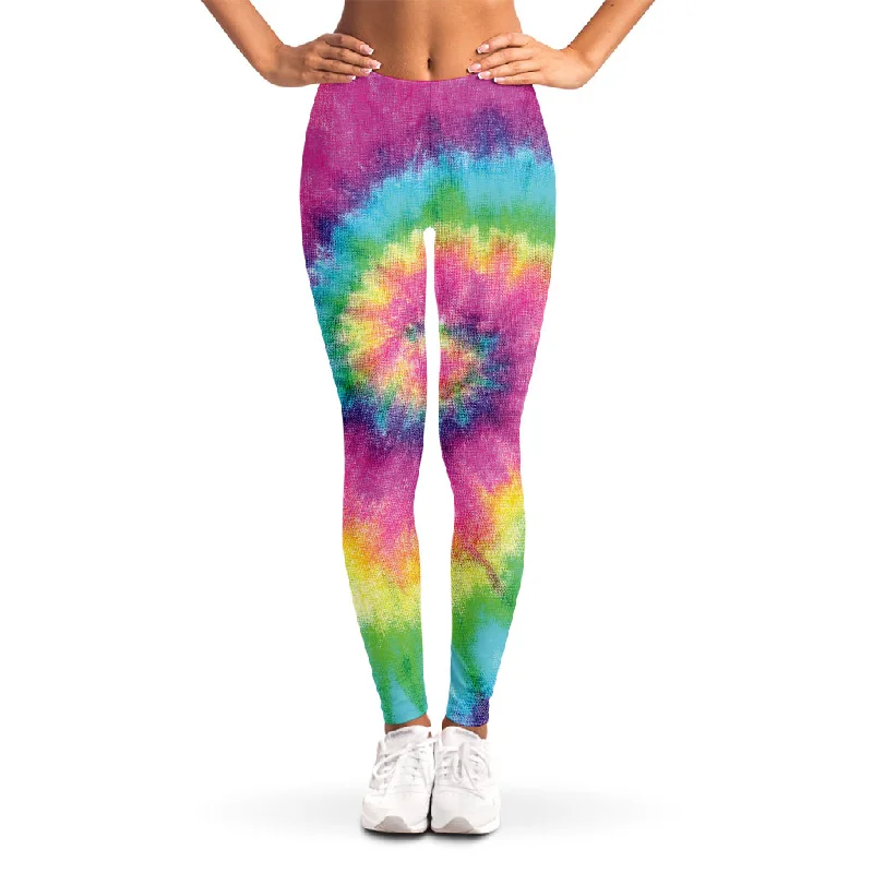 Bright Spiral Tie Dye Print Women's Leggings