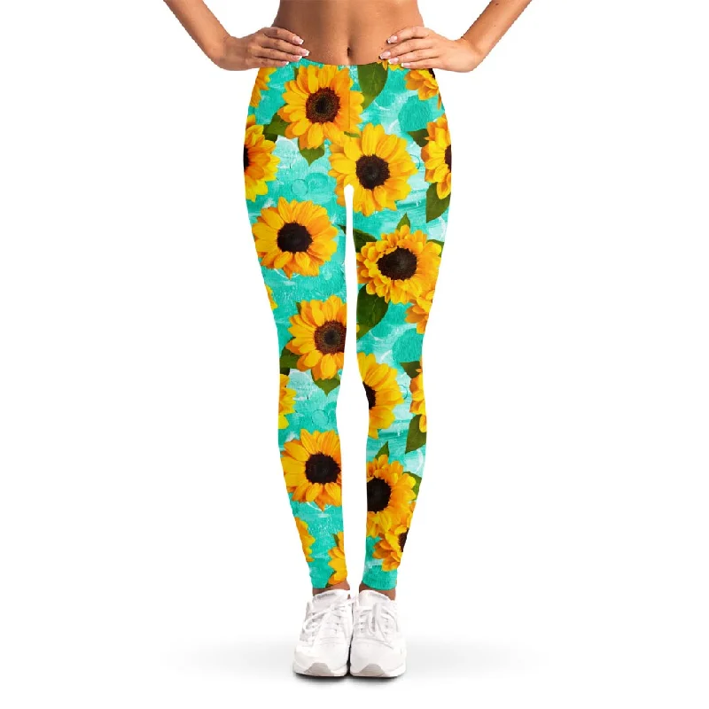 New Deals Bright Sunflower Pattern Print Women's Leggings