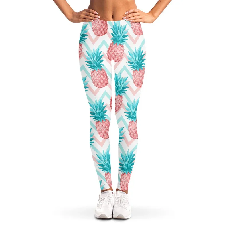 Markdowns Bright Zig Zag Pineapple Pattern Print Women's Leggings