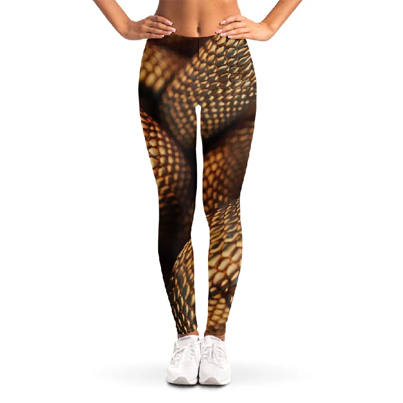 Bronze Snake Print Women's Leggings