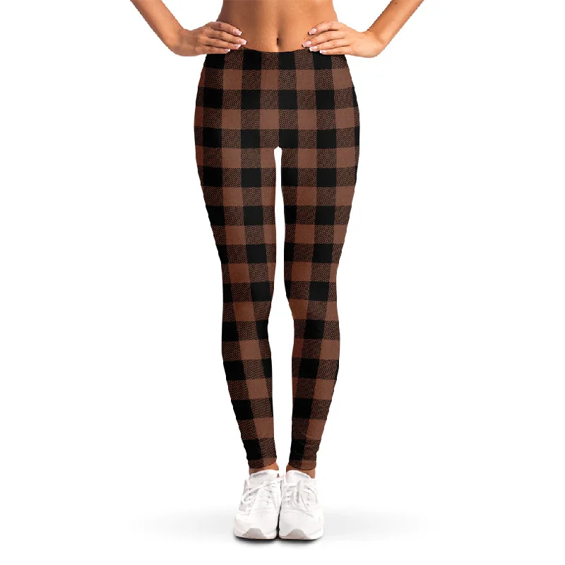 Brown And Black Buffalo Check Print Women's Leggings