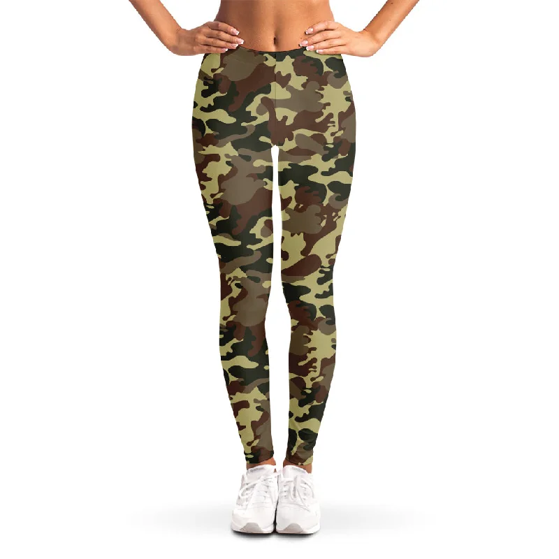 Limited Time Discount Brown Camouflage Print Women's Leggings