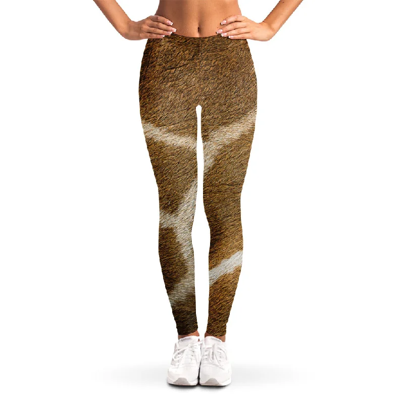 Brown Giraffe Print Women's Leggings