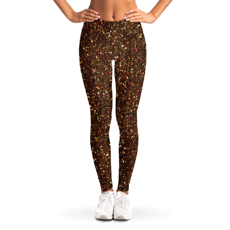 Brown (NOT Real) Glitter Print Women's Leggings