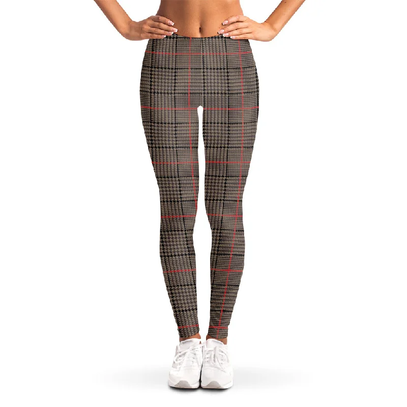 Brown Prince of Wales Check Print Women's Leggings