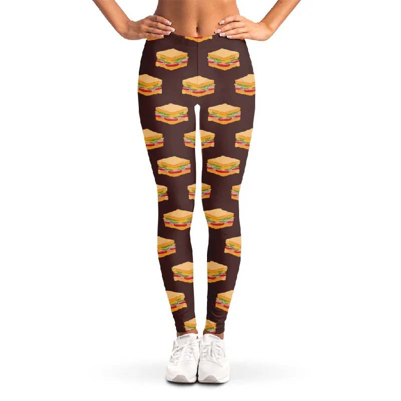 Brown Sandwiches Pattern Print Women's Leggings